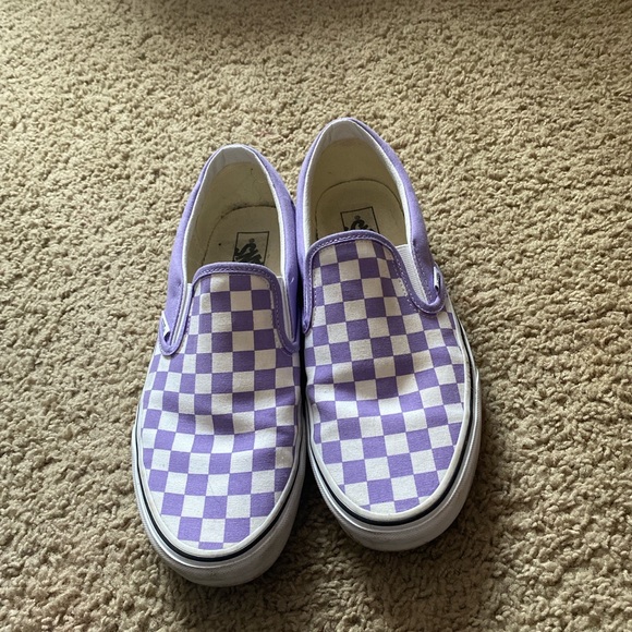 purple vans checkered